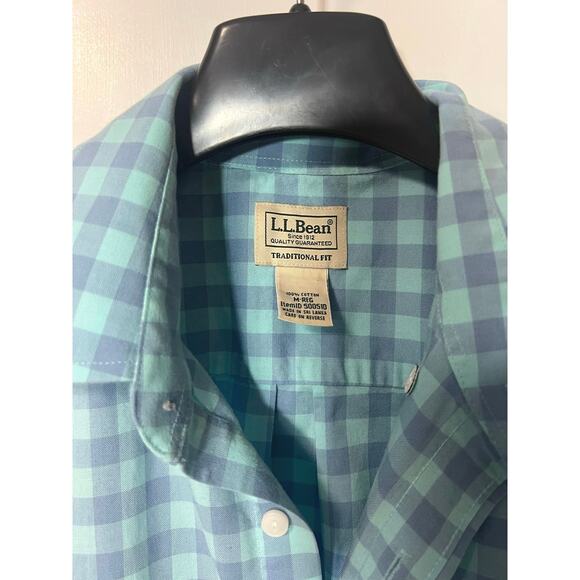 L.L. Bean Men Traditional Fit Short Sleeve Plaid Button Up NWOT Size M Medium - Picture 4 of 7